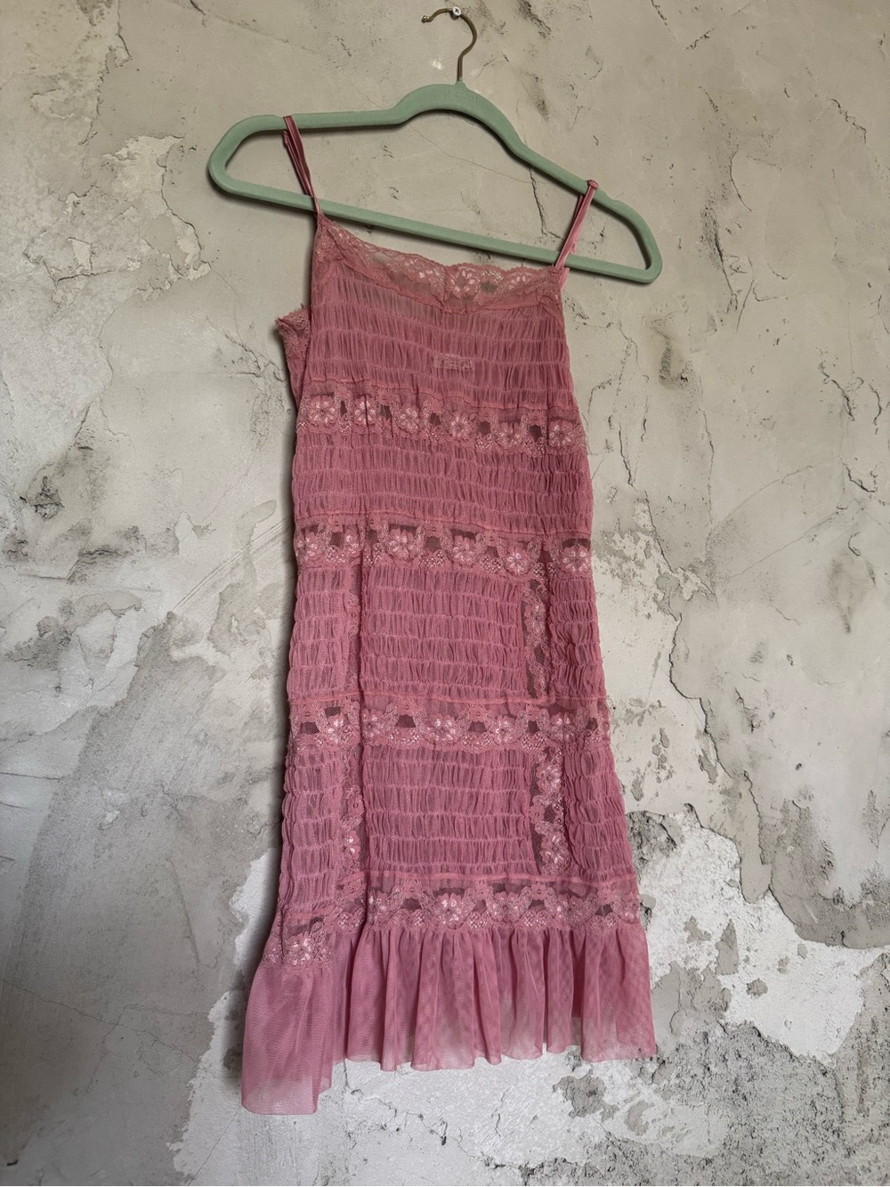 Free People Pink Lace-Trim Midi Slip Dress